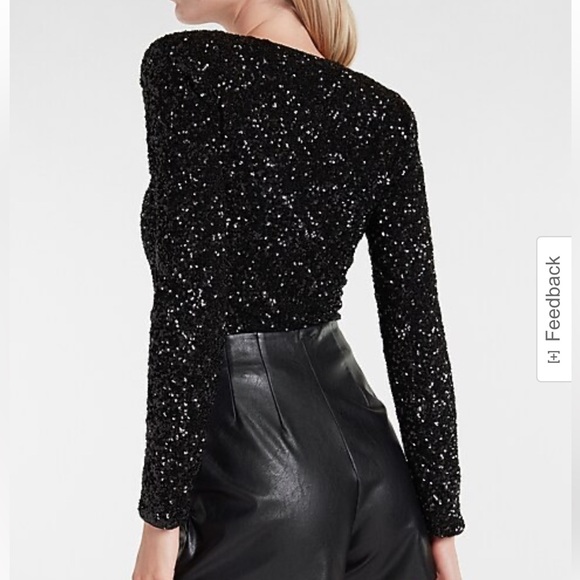 Express Sequin V Neck Bodysuit NWT - Picture 10 of 12